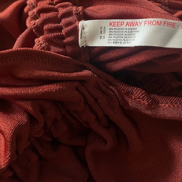 NWT Free People Meant to Be Bodysuit Cherry Chai Ruched Tie Rust Square Fall S - Picture 9 of 12